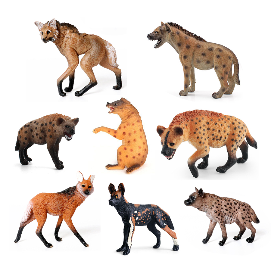 Kids Educational Game - Realistic Plastic Wildlife Hyena,Maned Wolf,African Wild