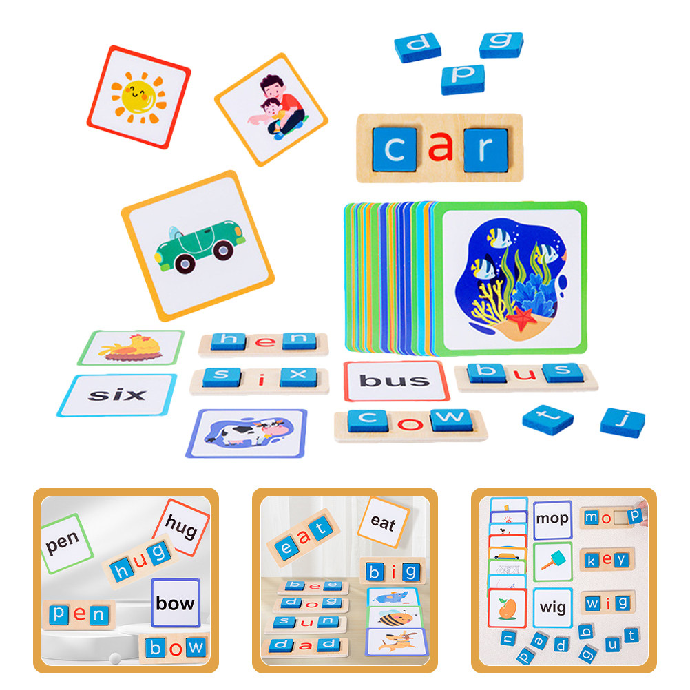 Kids Educational Games Learn English - 1Set Alphabet Spelling Game Wooden Letter
