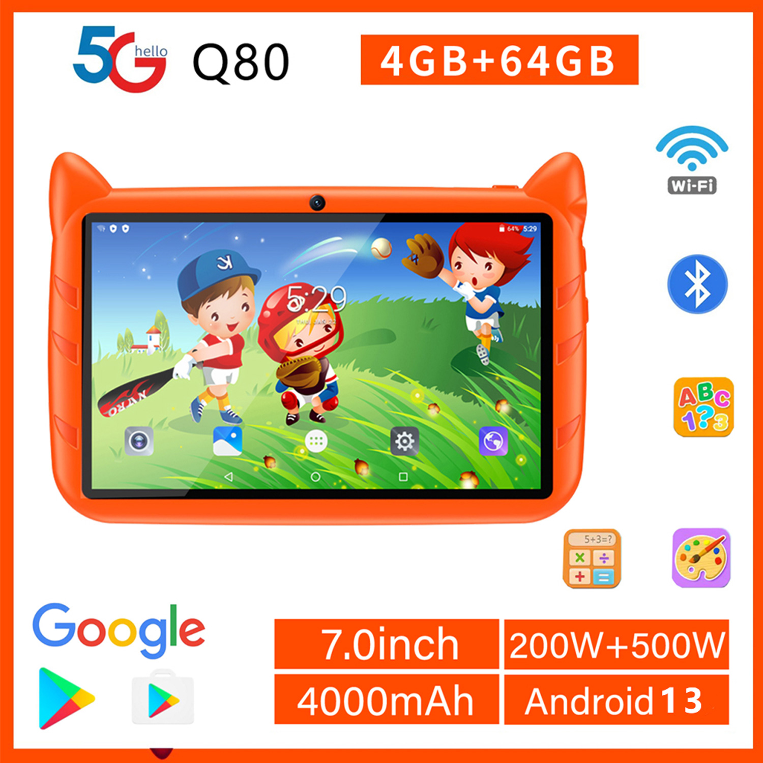 New 5G WiFi Kids Tablet 7 Inch - Kids Educational Games Learn English 评论和价格