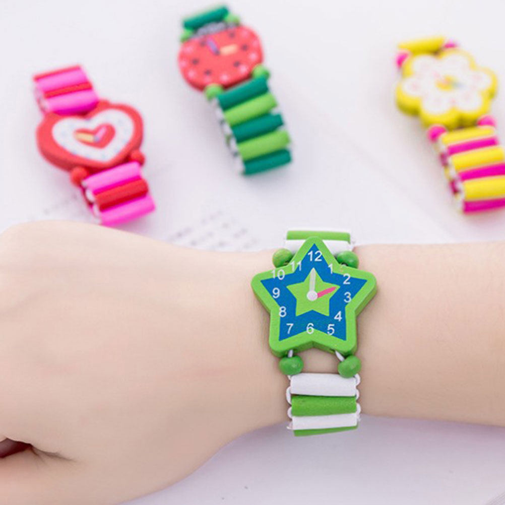 5Pcs Kids Cartoon Wooden Watch - Educational Cartoon For Kids 评论和价格